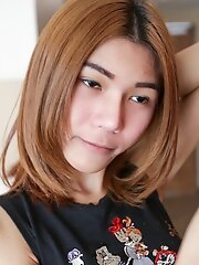 Skinny asian tgirl in glasses gets her first on screen fuck